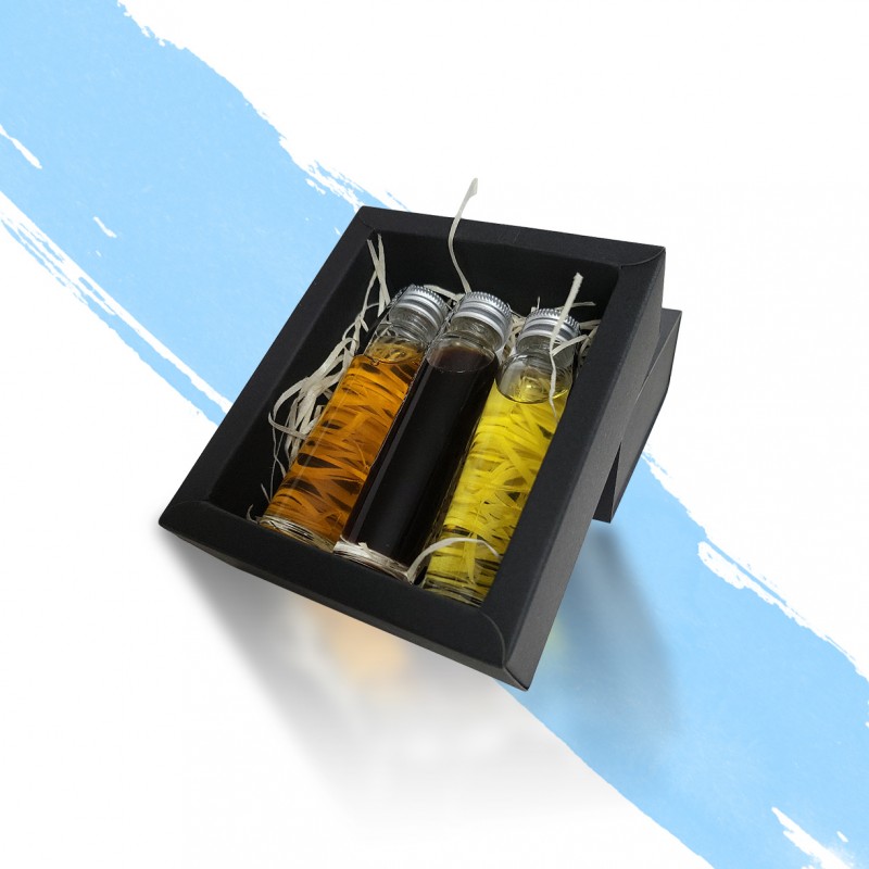 Caja de 3 botellitas de licor: café, hierbas y miel - Imagen 3