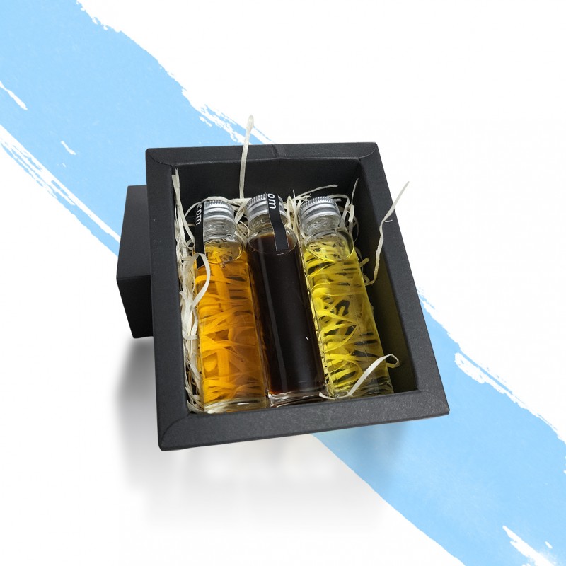 Caja de 3 botellitas de licor: café, hierbas y miel - Imagen 4